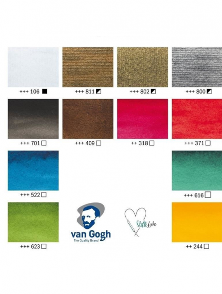 Acuarelas Van Gogh, Caja metal 48 colores más Pincel - Gama Estudiante.
